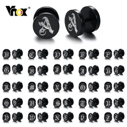 Vnox 10 mm Edelstahl-Ohrstecker mit Initialen und 26 Buchstaben für Männer und Frauen, Punk-Gothic-Langhantel-Ohrring mit individuellem kleinen Alphabet