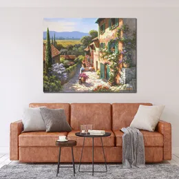 Fatto a mano Mediterraneo Seascape Wall Art Spring in The Valley Sung Kim Tela Dipinto Arredamento bagno contemporaneo