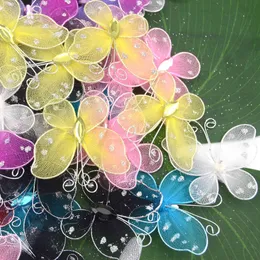 20 pçs Malha Multicolor PVC Borboleta Adesivos de Parede Para Meninas Crianças Quartos de Bebê 3D Cozinha Geladeira Decoração Casa Casamento