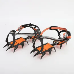 Bergsklättra Crampons 12 Tand Professional Crampons Outdoor Rock Climbing Ice Fishing Snow Skid Shoe Cover Bergsklättring Skidutrustning 12 Tänder 230603