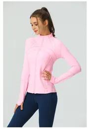 Align Lu Define Yoga-Jacke für Damen, langärmelig, Sportmantel, Übung, Outdoor-Fitnessjacken, solider Reißverschluss, sportliche Sportbekleidung, schnell trocknend, Fitnessstudio, Activewear, Damen