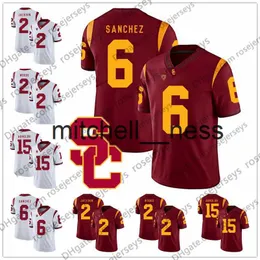 Mit8 USC Trojans #2 Adoree' Jackson Robert Woods 6 Mark Sanchez 10 Brian Cushing 15 Nelson Agholor 8 Nick Perry Red White Vintage Jersey