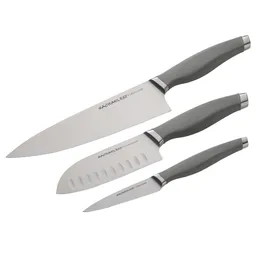 Set di coltelli da chef giapponesi in acciaio inossidabile Rachael Ray Cutlery, grigio, 3 pezzi