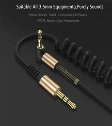 Connectors Coiled Stereo Audio Cable 35mm Male to Male Universal Aux Cord Auxiliary Cables for Car bluetooth speakers headphones 1431333
