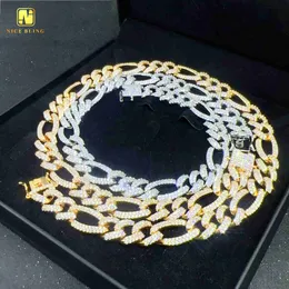 Precio barato Hip Hop Stud Cadenas de eslabones Iced Out Cz Jewelry 18k Chapado en oro Collar cubano Pulseras Latón Zircon