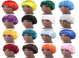 Fast Custom Logo 19 Colors Solid Color Silk Satin Night Hat Women Head Cover Sleep Caps Bonnet Hair Care Fashion Accessor5942086