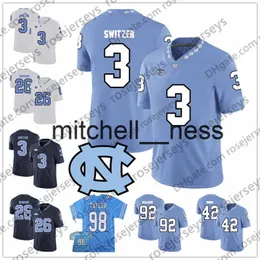 MIT8 UNCノースカロライナタールヒールズ＃3 Ryan Switzer 26 Giovani Bernard 98 Lawrence Taylor Sam Howell引退サッカージャージ4xl