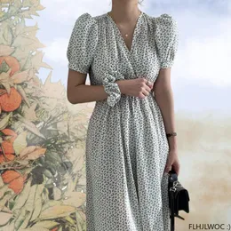 Casual Dresses 2023 Holiday Date Chic Korea Fashion Clothes Floral Print Retro Vintage Cute Girls Women Long Maxi Dress