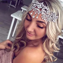 Luxury Rhinestones Bridal Hairbands Haedpieces Gold Silver Sparkle Crystal Head Chain Crown And Tiaras Women Hair Jewelry Wedding Accessories For Bride CL2373