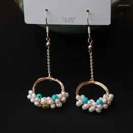 Dangle Earrings Pearl for Women Charms Charm Charm Natural Stone المجوهرات المنحوتة 925 تمثال هدايا فضية ملحقات مصممة بيضاء
