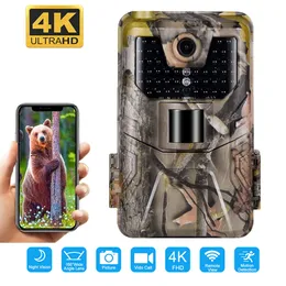 Kamery myśliwskie aplikacja Wi -Fi na zewnątrz Bluetooth Control Camera 4K wideo na żywo pokaz kamery Wildlife Cam Wifi900pro 30mp Nocna wizja PO pułapki 230603