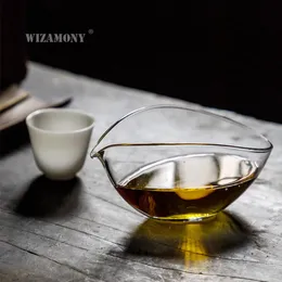 Articoli da tè WIZAMONY Tazza di vetro tazza di vetro fiera tazza piatta barca tè tè di mare splitr addensato silicio ad alto contenuto di boro accessori per set da tè trasparenti