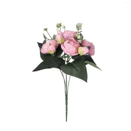 Dekorative Blumen Herbst Künstliche Pfingstrose Rose Home Party Hochzeit Rosenstrauß Busch