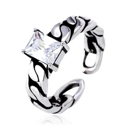 Solitaire Ring Square Elmas Kırmızı Siyah Retro Zincir Açık Ayarlanabilir Taş Yüzükleri Band Kadınlar İçin Moda Takı ve Sandy Dhvjn