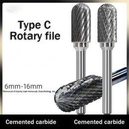 MILLS Tungsten Steel Sliphuvud Karbid Rotary File C Typ Cylindrical Bit End Milling Cutter Single and Double Slot Milling Cutter