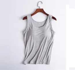Women039s Tank Tops modal Breathable Clothes Fitness Sexy summer Vest Strap Built In Bra Padded Bra Modal Tank Top Camisole 2107321641