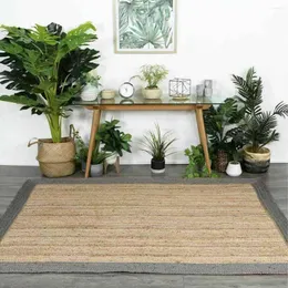 Mattor matta naturligt jute 2x4 fot rektangel flätad golvmatta reversibla mattor för vardagsrumsdekor