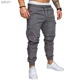 Sonbahar erkek pantolon hip hop harem joggers pantolon 2022 yeni erkek pantolonlar erkek joggers katı çok cepli pantolon eşofman m-5xl l230520