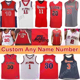 COE1 Custom St. John's Red Storm Basketball Jersey NCAA College LJ Figueroa Mustapha Heron Rasheem Dunn Julian Champagnie Josh Roberts Earlington