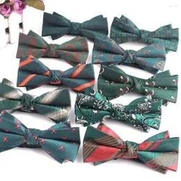 Bow Ties Wedding For Groom Fashion Casual Tie Män kvinnor Knut Vuxen Grön mönster Kravats Groomsmen Bowties