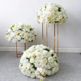 Decorative Flowers Rose Hydrangea Simulation Flower Ball Wedding Scene Center Decoration Frame Table Shelf Party Stage