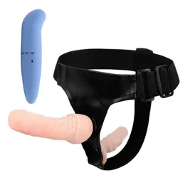 Bullet Vaginal Vibrators for Women&Strap On Double Dildo Realistic Strapon Sex Toys Lesbian Erotic Adults Shop289F
