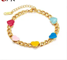 Simple All-in-one Titanium Love Hand Decorated Fashion Stainless Steel Color Drip Bracelet Women