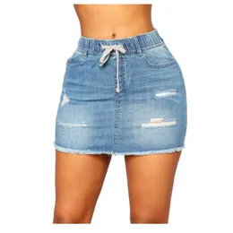 Kjolar kvinnor manual bär jeans chaozhou modehål toassel miniskirt mager kvinnor kjol faldas verano 2023 muje g220605