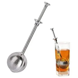 Stainless Steel Tools Tea Infuser Balls Sphere Mesh Telescopic Teas Strainer Sugar Flour Sifters Filters Interval Diffuser Handle For
