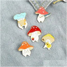 Pins Brooches Cute Mushroom Pins Music Cartoon Enamel Lepal Pin Badge For Women Men Kids Fashion Jewelry Will And Sandy Drop Deliver Dhwrk