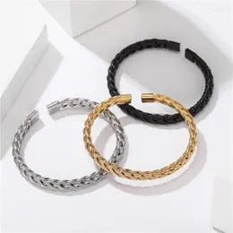 Link Bracelets 2023 Fashion Titanium Steel Veled Dough Twists Braid Wire Baracelet Open Bracelet للرجال المجوهرات البسيطة غير القابل للصدأ