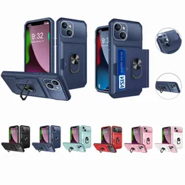 Heavy duty Kickstand Phone Cases for iPhone 14 6.1 14 Max 13 PRO MAX 12 MINI 11 Pro 7 8 Plus SE2 SE3 11 Have Camera Protection Can Insert Card TPU PC 3in1 Shockproof Back Cover