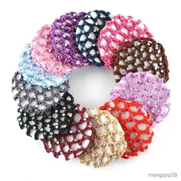 Altre retine per capelli da donna per ragazza Performance di danza classica Crochet Chic con strass Accessori per capelli professionali per capelli a spirale