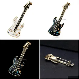 Alfinetes broches retro guitarra broche alfinetes instrumento musical colorf shell cor para mulheres homens moda jóias entrega gota dh4zs