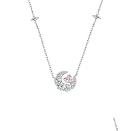 Hänge halsband mode Sier Color Moon Star Necklace Crescent Clavicle Chain Choker för kvinnor smycken droppleverans hänge dhqp3