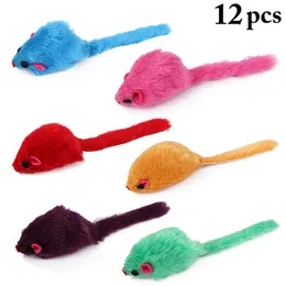 12 Uds juguete para gatos divertido lindo gatos de peluche masticar juguete gato juguete interactivo Artificial colorido gato ratón juguete suministros para mascotas