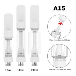 A15フルセラミックカートバルブパイレックス脂肪ガラスカートリッジ0.5ml 1.0ml 2.0mlベイプオイルアトマイザーメーカー供給10.5mm直径510バッテリー互換性のある卸売価格