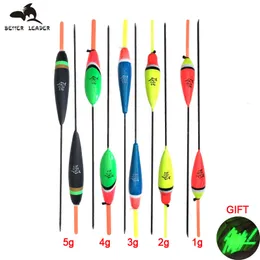 Fiske tillbehör 10st karp fiske bobber fluktuate mix size floats set boj med fluorescerande ljusstick ljus 1g 2g 3g 4g 5g 230606