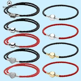 Authentic fit pandora bracelet charms bead Pendant Diy Leather Bracelets Couples Charms Jewelry Gift Original 094887