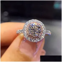 Кластерные кольца модные женские бриллиантовые кольцо круглый