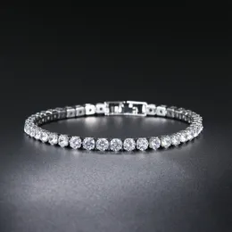 Tenniskedjan armband kvinnor män blå smaragd rosa kubik zirkonium hiphop silver guldpläterad smycken diamant en rad hiphop 4mm kristall alib0075