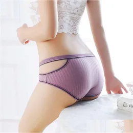 Women'S Panties Hollow Out Briefs Hip Lift Bowknot Women Stripe Sexy Underwear Woman Lingeries Clothes Drop Delivery Apparel Womens Dhftw