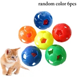 6pcs Cat Toy Ball Set Plastic Cat Bell Ball Cat Play Ball with Bell Kitten Cats Ball Throwing Funny Interactive Toy Supplies