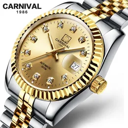 Wristwatches Switzerland Carnival Automatic Mechanical Women's Watches Sapphire 18K Gold Diamond Waterproof Luminous Clock