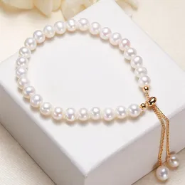 Braccialetti di collegamento Bracciale barocco di perle d'acqua dolce per le donne Piccoli gioielli Perline Misura regolabile Amore fresco ed elegante per le donne