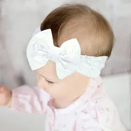 Hair Accessories 2023 Baby Girls Lace Bowknot Headband Top Knot Bows Elastic Hairband Kids Haarband Headdress Turban