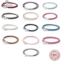 Authentic fit pandora bracelet charms bead Pendant Diy Moments Double Circle Woven Leather Bracelet DIY Designer