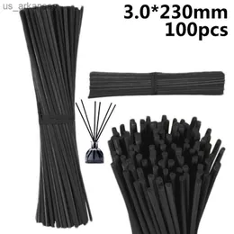 100 pçs Black Natural Rattan Reed Fragrance Difusor Substituição Bastões Óleo Essencial Volatilização 3.0*230mm Decoração Interior L230523