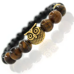 Beaded Natural Stone Owl Agate Strands Bracelcets Sier Gold Head Fashion Jewelry For Men Women Will And Sandy Drop Delivery Bracelets Dhtyl