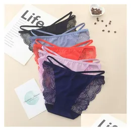 Women'S Panties Sexy Lace Strappy Waist Underwear Low Rise Transparent Briefs Lingerie Women Clothing Will And Sandy Drop Delivery A Dhva8